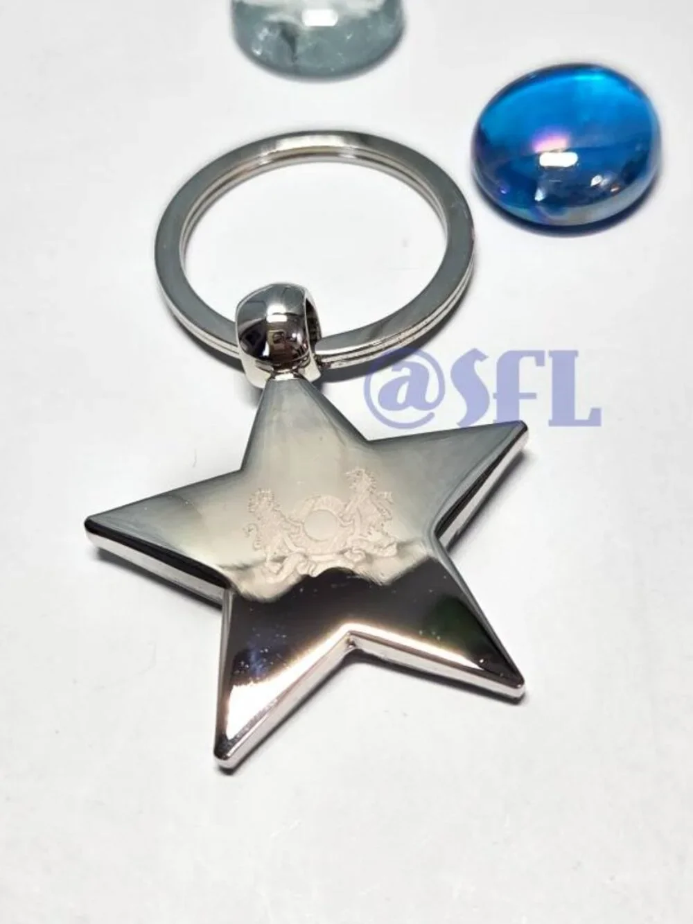 Trollbeads Silver Tone Keychain With Robert Frost's Quote Star Shape Key Fob